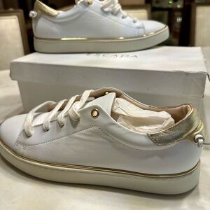 Escada Women's White and Gold Sneakers